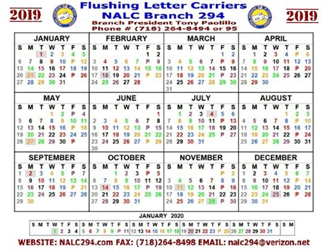 Nalc Days Off Calendar 2022